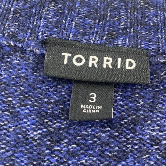 Torrid Vegan Cashmere Pullover Sweater Lace Trim Layered Crewneck Blue Black 3X - Picture 7 of 10
